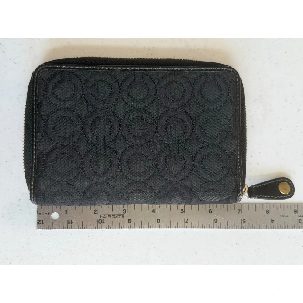 Vintage Coach Signature Stitch Black Op Art Stitched Wallet Card Holder